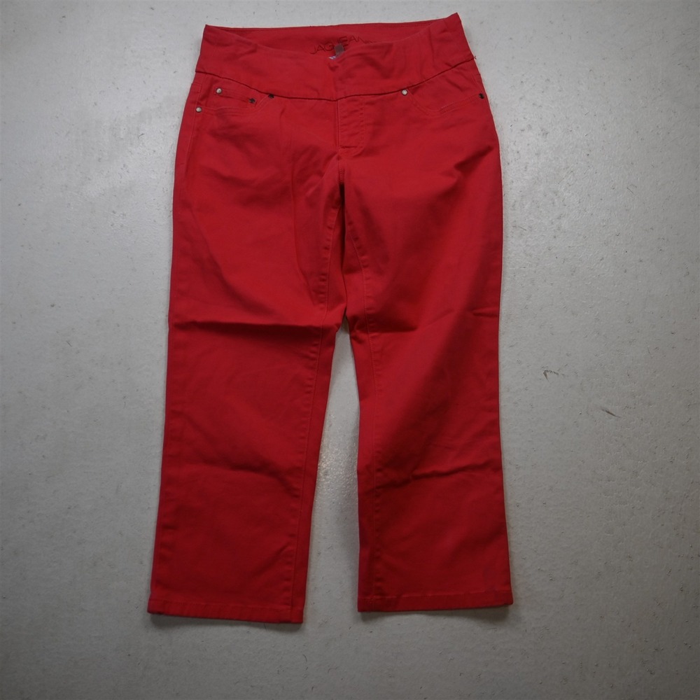 Jag 6 High Rise Straight Crop Red Stretch Denim Womens Jeans